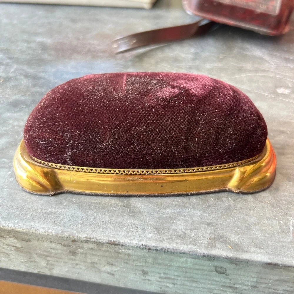 Vtg 1950s Alton Watch Box Case Zipper Velvet Purple Burgundy Noble USA Art Deco